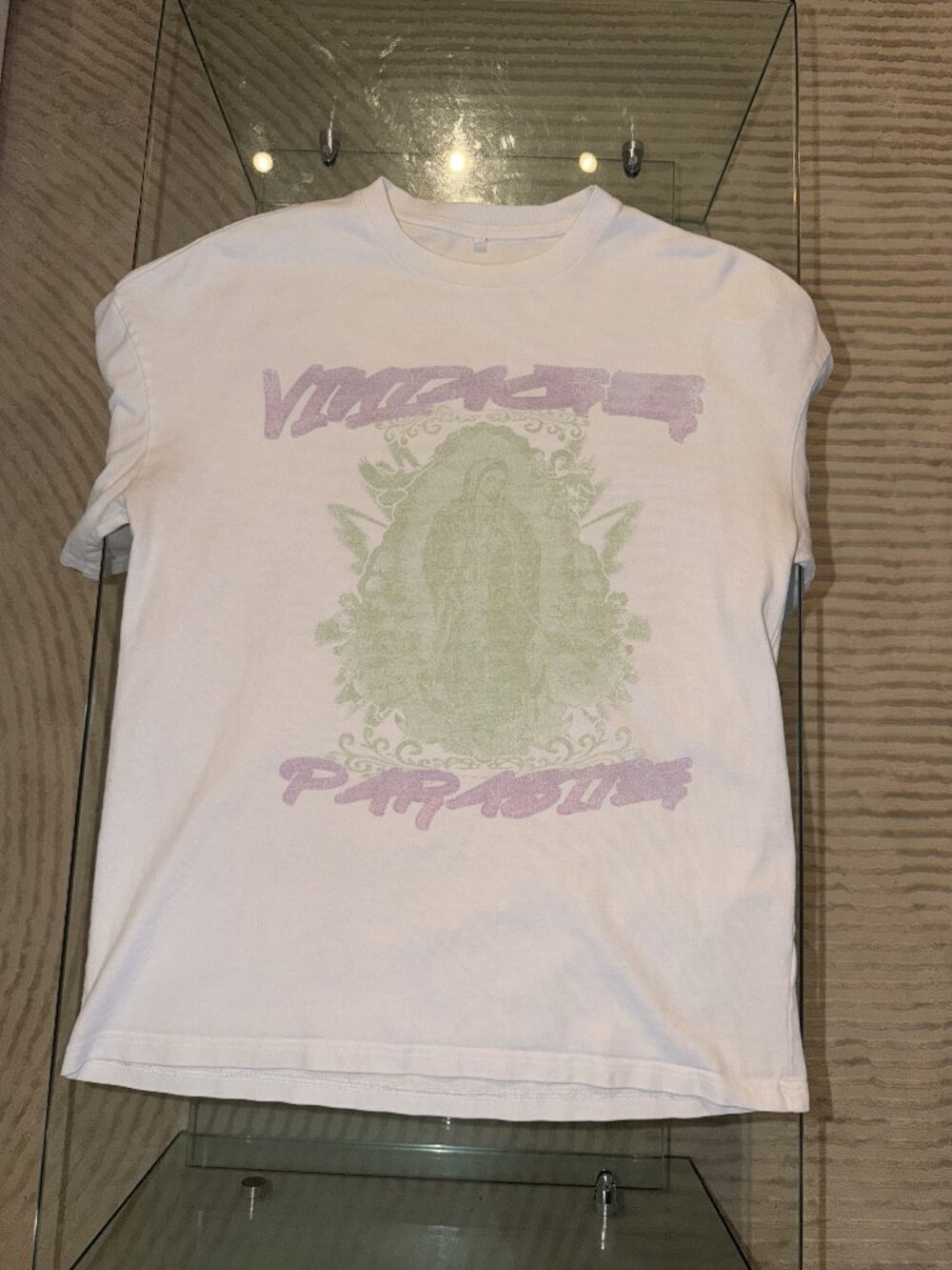 Vintage Paradise Y2K Virgin Mary Graphic Baby Tee White